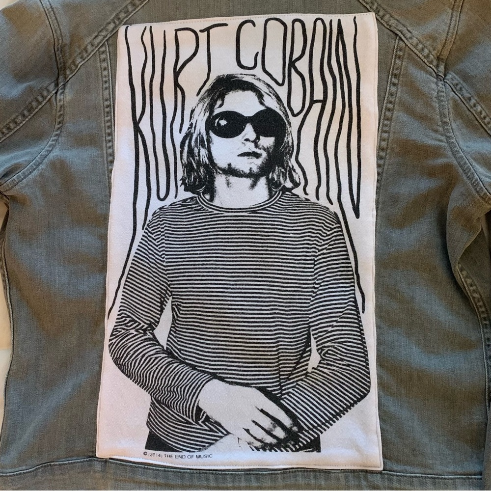 Lucky Brand Gray Denim Jacket with T-shirt graphic - Upcycled - Picture 3 of 5